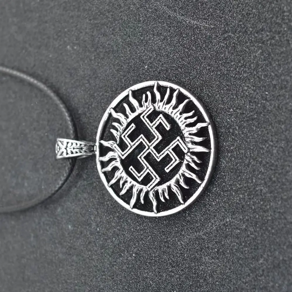 Slavic Pendant Kolovrat Amulet Gothic Wheel Charm Talisman Viking Fern Flower Jewelry Viking Pagan Jewelry Pendants