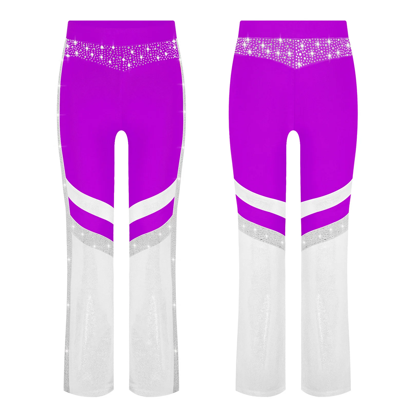 متوهج السراويل الاطفال الفتيات اللون كتلة مرونة الخصر مشاعل جرس القاع السراويل الجمباز اليوغا البهلوانية ملابس رقص الباليه #6