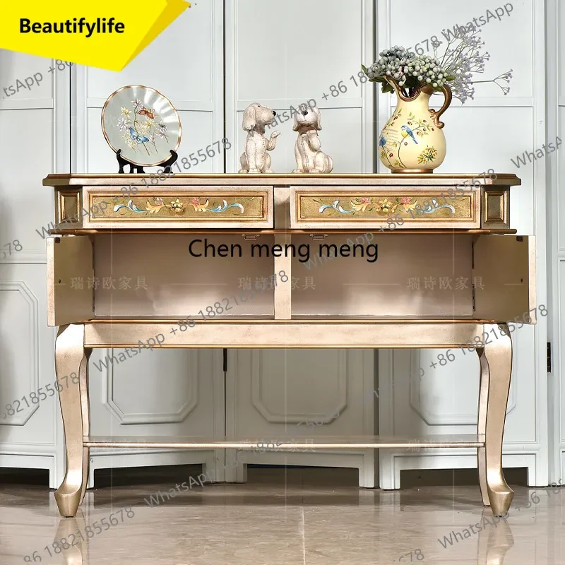 6239  American rural retro solid wood porch cabinet Chinese painted porch table storage side cabinet