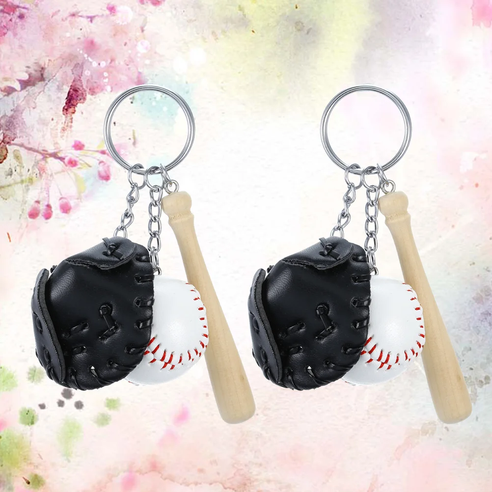 2 Pcs Bags Child Key Rings Boy Keychain Mini Baseball Bamboo Backpack Keychains Keyring