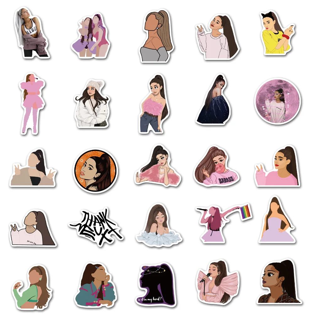 50 قطعة ملصقات Arianas المغني الشعبي الكتابة على الجدران ملصق الكمبيوتر المحمول الغيتار الأمتعة سكيت الهاتف الدراجة سيارة مقاوم للماء ديكور رائع طفل