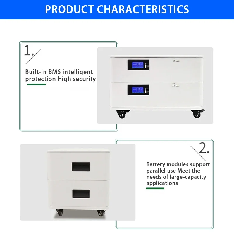 48V 100Ah stacked lifepo4 battery 10KWh solar photovoltaic power generation system household energy storage battery