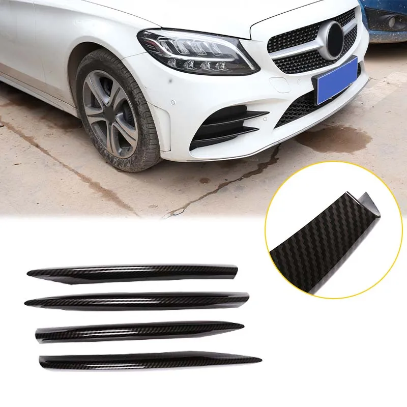 Car Accessories ABS Carbon Fiber ABS Car Front Lamp Decoration Strips Trim For Mercedes Benz C Class W205