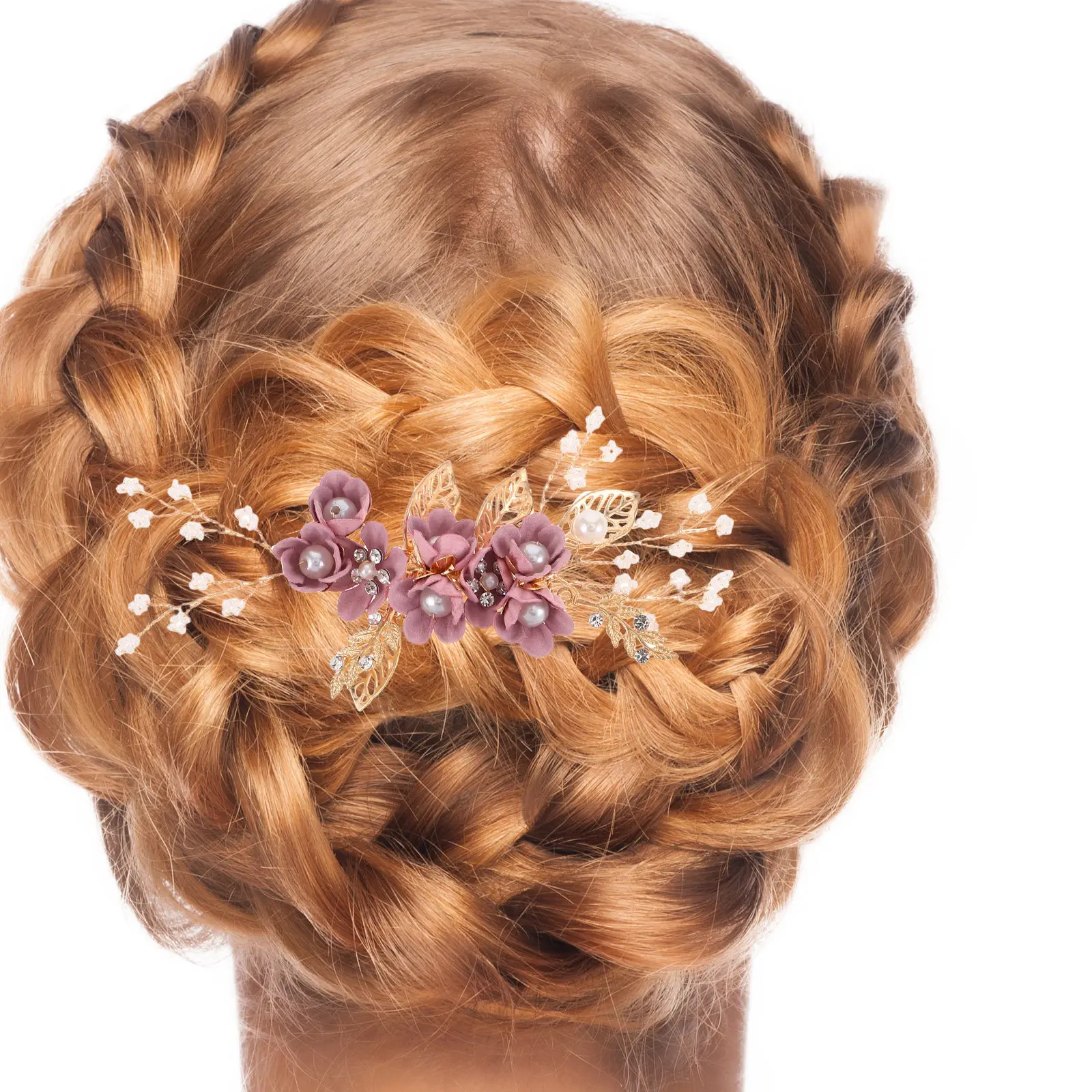 

2 шт. свадебных гребней для волос с цветочным узором, жемчугом и стразами, элегантные свадебные украшения для невесты, аксессуары для причесок на свадьбу