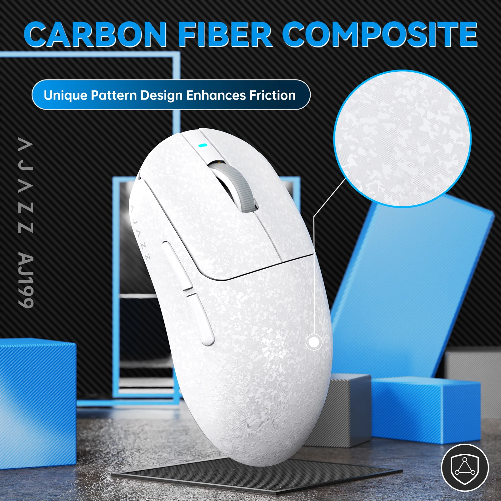 MAMBASNAKE x AJAZZ AJ199 Tri-mode Wireless Gaming Mouse Carbon Fiber 24000 DPI PAW3311 58g Ultralight Rechargeable For PC Mac