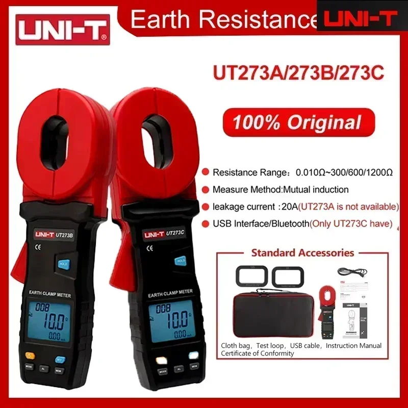 UNI-T Clamp Earth Resistance Tester UT273A UT273B Mutual Induction Ground Resistance Meter Loop Tester Leakage Current Test