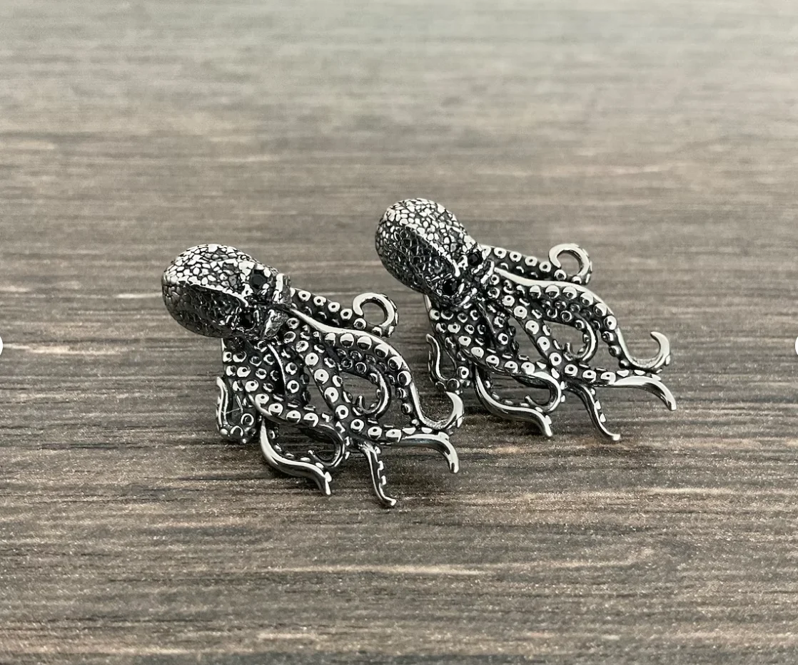 Pendientes de pulpo de estilo gótico Punk Vintage para hombres y mujeres, Cthulhu, accesorios de joyería de fiesta