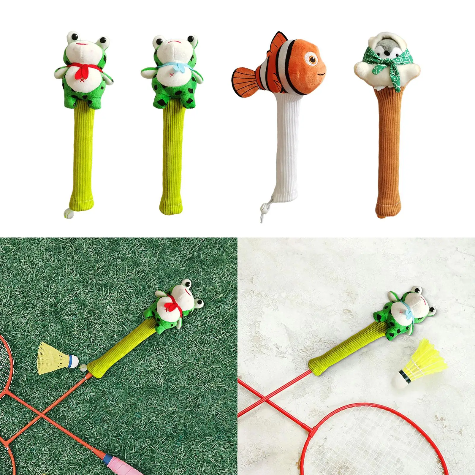 

Badminton Racket Handle Cover Nonslip Racket Grip for Men Women Plush Animal