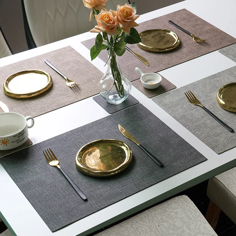 Faux Leather Placemats Waterproof Wipe Clean Heat Resistant Anti Slip Dining Table Indoor & Outdoor Place Mats