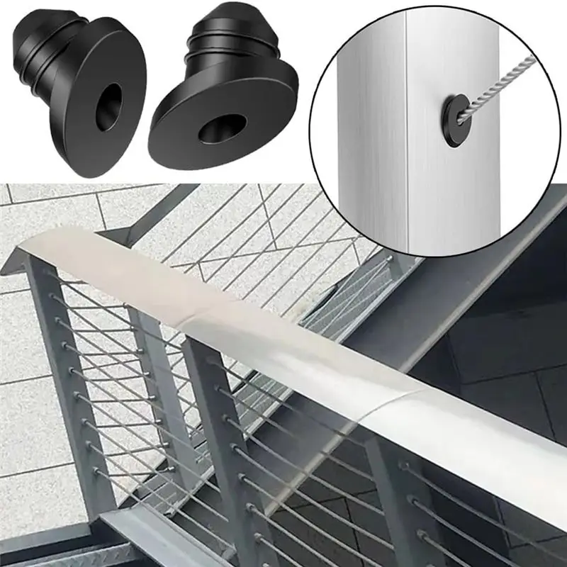 ABNM 50Pcs Cable Railing Rubber Grommets, 45 Degree Angle Bevel Protectors For 1/16 Inch 5/32 Inch 3/16 Inch Cable Railing