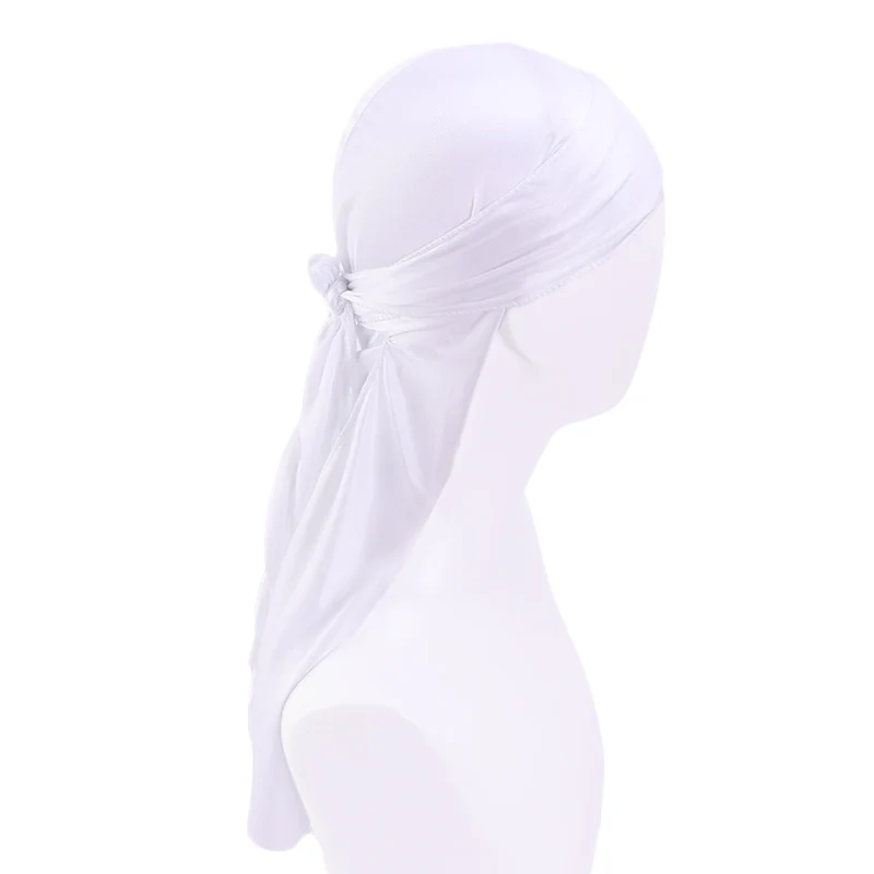 Men\'s Thick Silky Durags Bandanas Turban Cap Wigs Doo Men Satin Durag Headwear Headband Hair Accessories Extra Long Tail Du-Rag