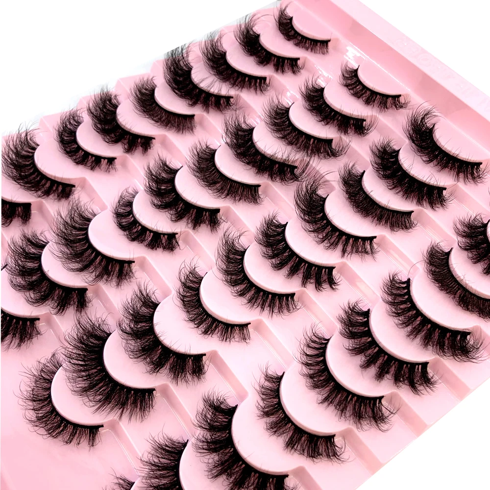 New mixed 20pairs 5D Fluffy Eyelashes D Curl Lashes Thick Cat Eye Lashes Soft Wispy 8D Volume Fake Eyelash Extension Makeup