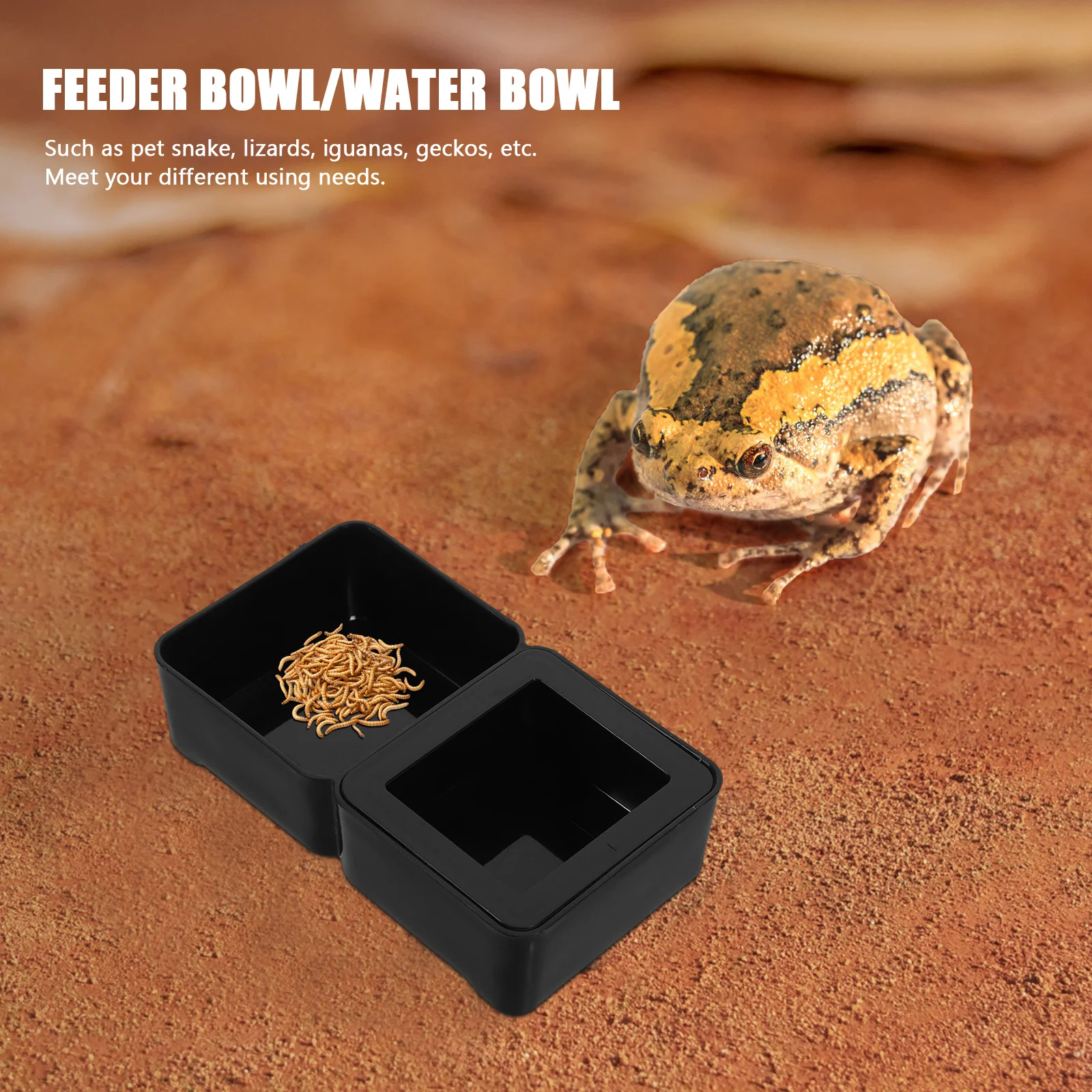 

Reptile Water Food Bowl Plastic Terrarium Dual Purpose Feeder Escape-Proof Gecko Bearded Dragon Lizard Worm Dish Small Tank