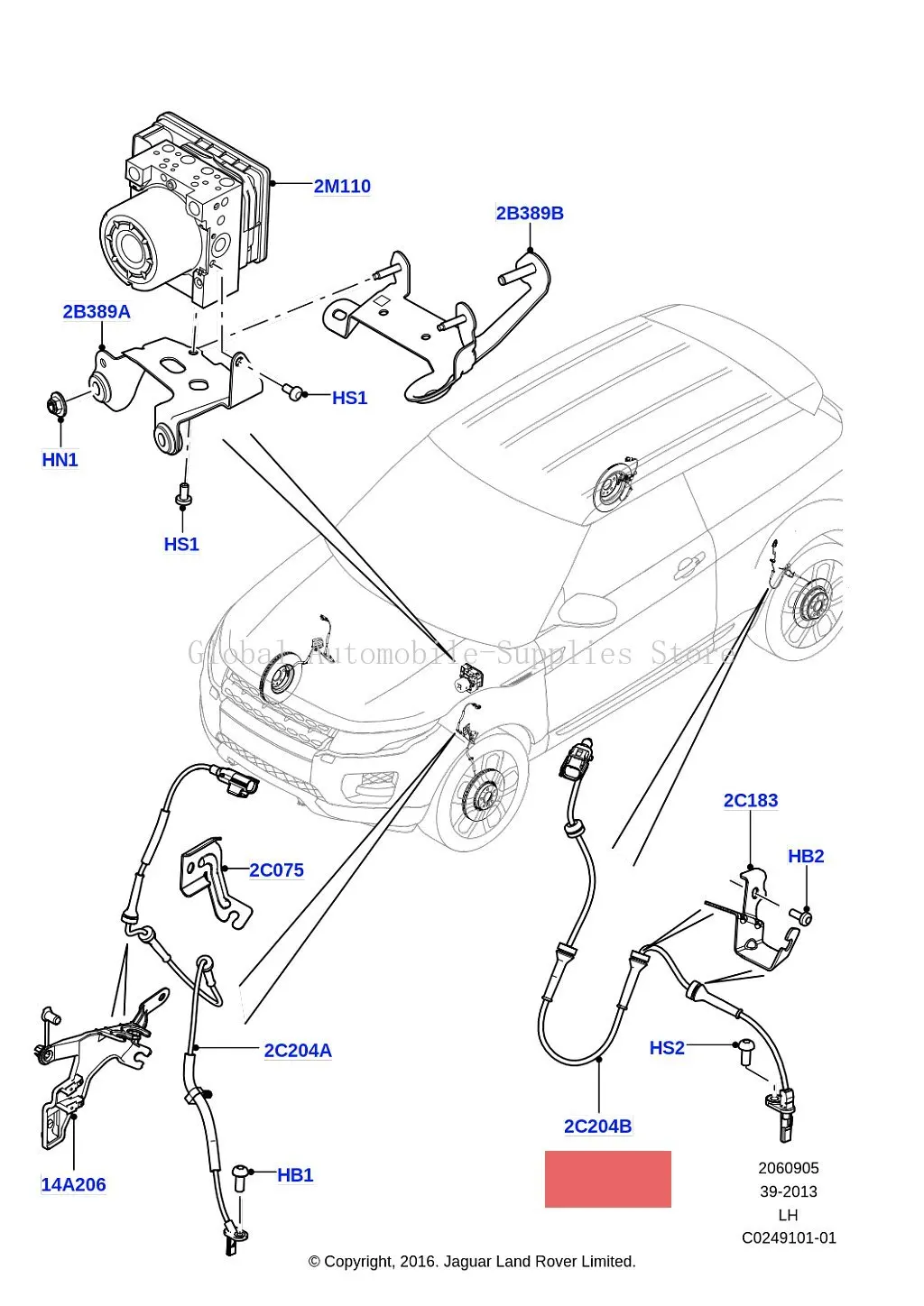 Rear Left or Right ABS Wheel Speed Sensor LR066868 LR082224 for Land Rover Range Rover Evoque L551 L538 2011-2025