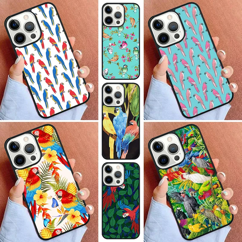 Parrots Colorful Jungle Art Phone Case For iPhone 16 15 14 Pro 11 13 12 Mini Max SE 2020 6S 7 8 Plus Cover Capa