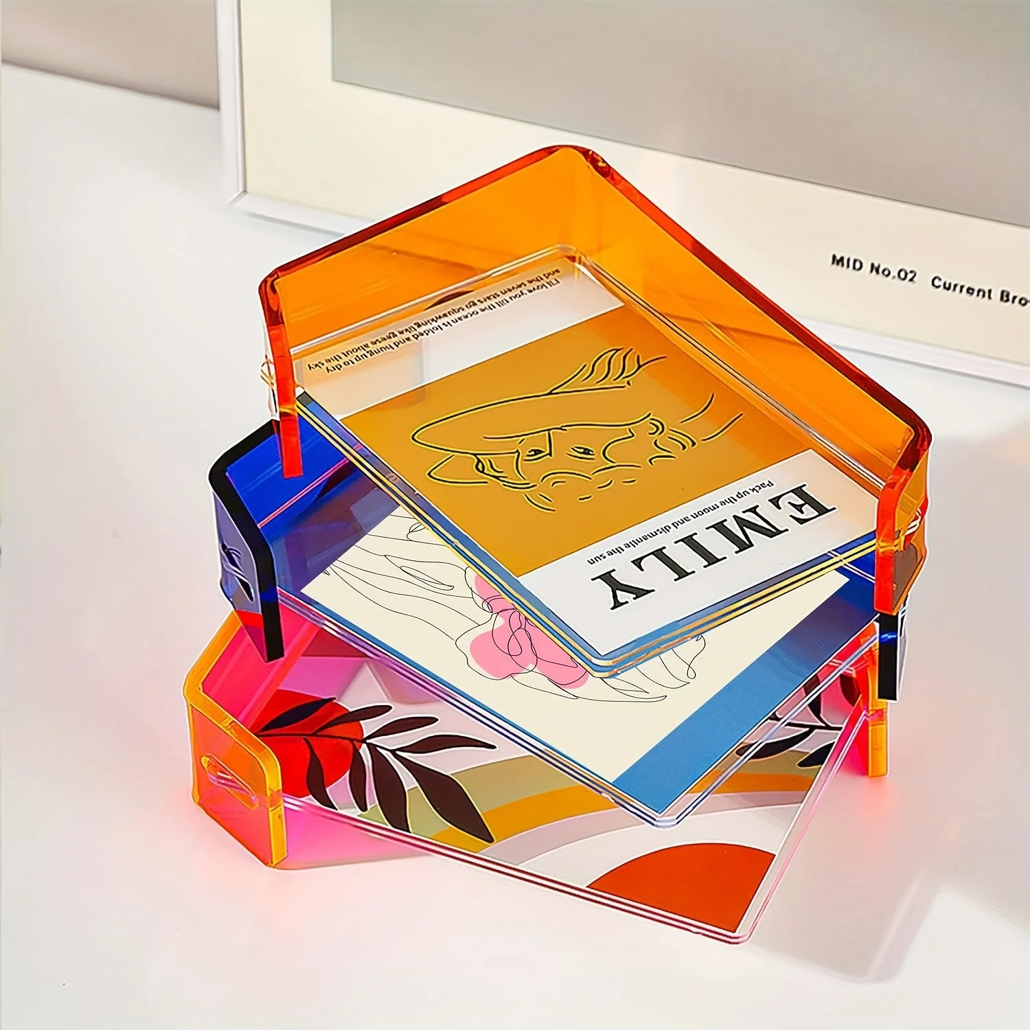 

Ins в скандинавском стиле, акриловая минималистичная высококачественная L-образная фоторамка, платформа для дисплея, ниша, настольный дисплей, 6-дюймовая фоторамка