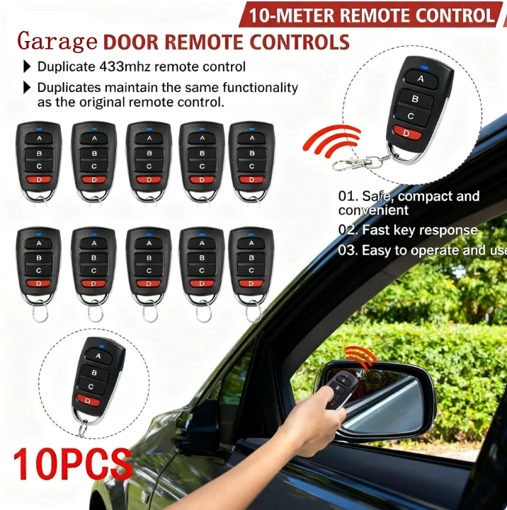 10/5pcs Wireless RF 433mhz Remote Control Copy Code Garage Door Gate Duplicator 433 Mhz Key Remote Opener