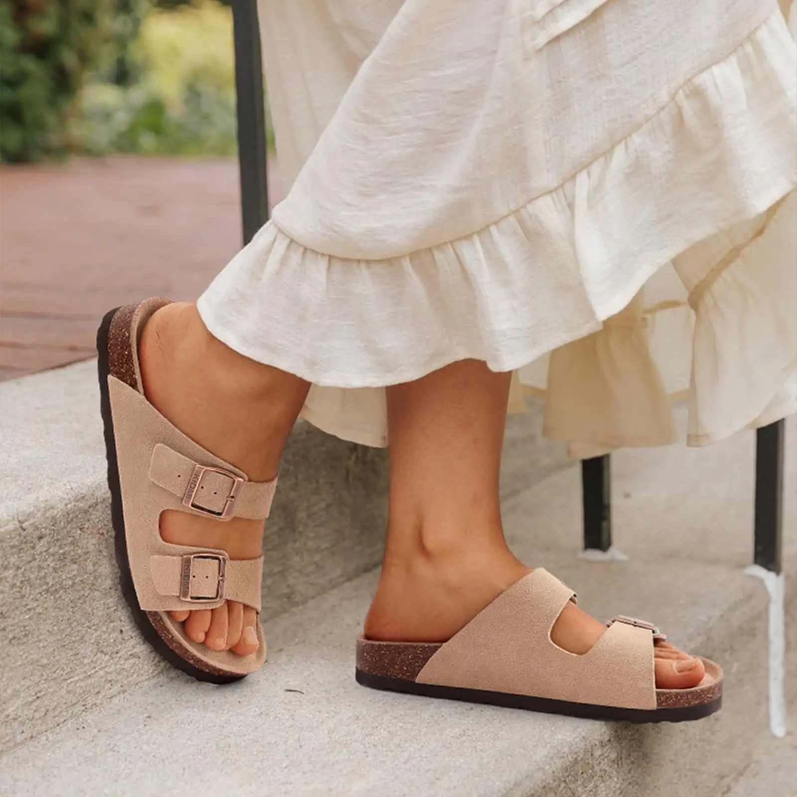 Litfun Classic Cork Sandals For Women Men Fashion Adjustable Slides Anti-slip Rubber Insole Unisex Slippers With Arch Support view 2