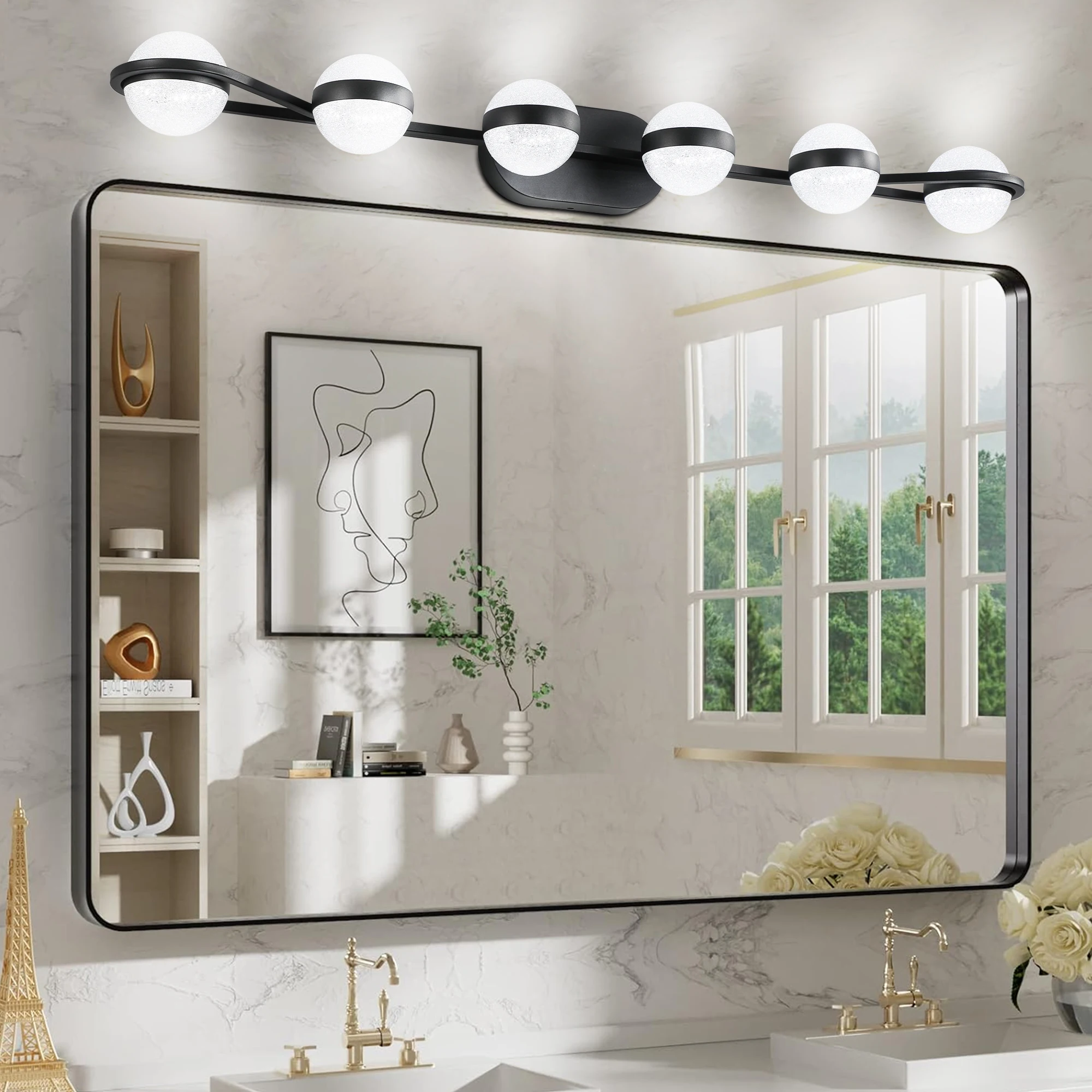 Bathroom Decorative Lighting Fixtures Elegant Good Looking Mirror Front Lights Room Makeup Mirror Lights Black 6 LED Lights