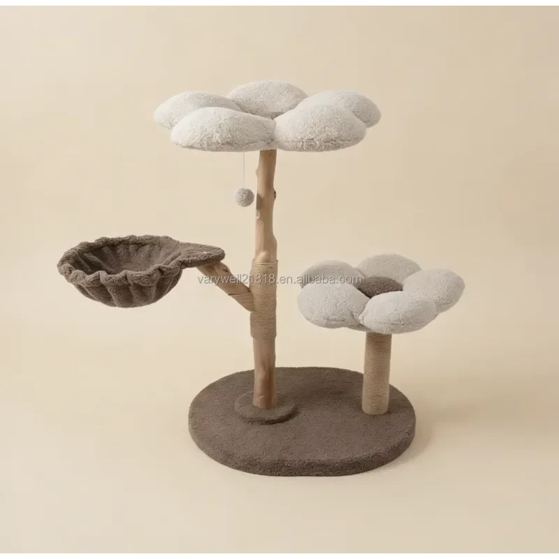 Luxury Large Classic Eco Friendly Plush Soft Tower Indoor Cat Hemp Rope Scratching Board Perch Bed Carton Cat Tree