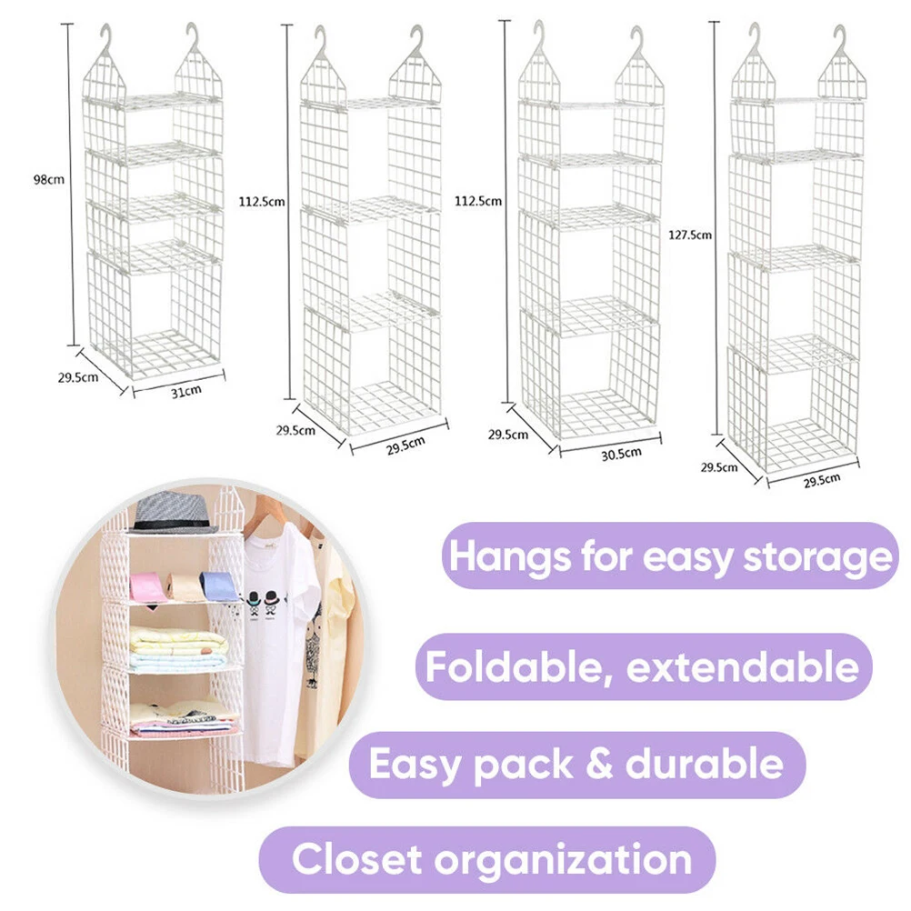 

Folding Storage Rack Hanging Closet ganizer Space Saver Shelf Wardrobe Plastic Durability Foldable Ventilated Clothing