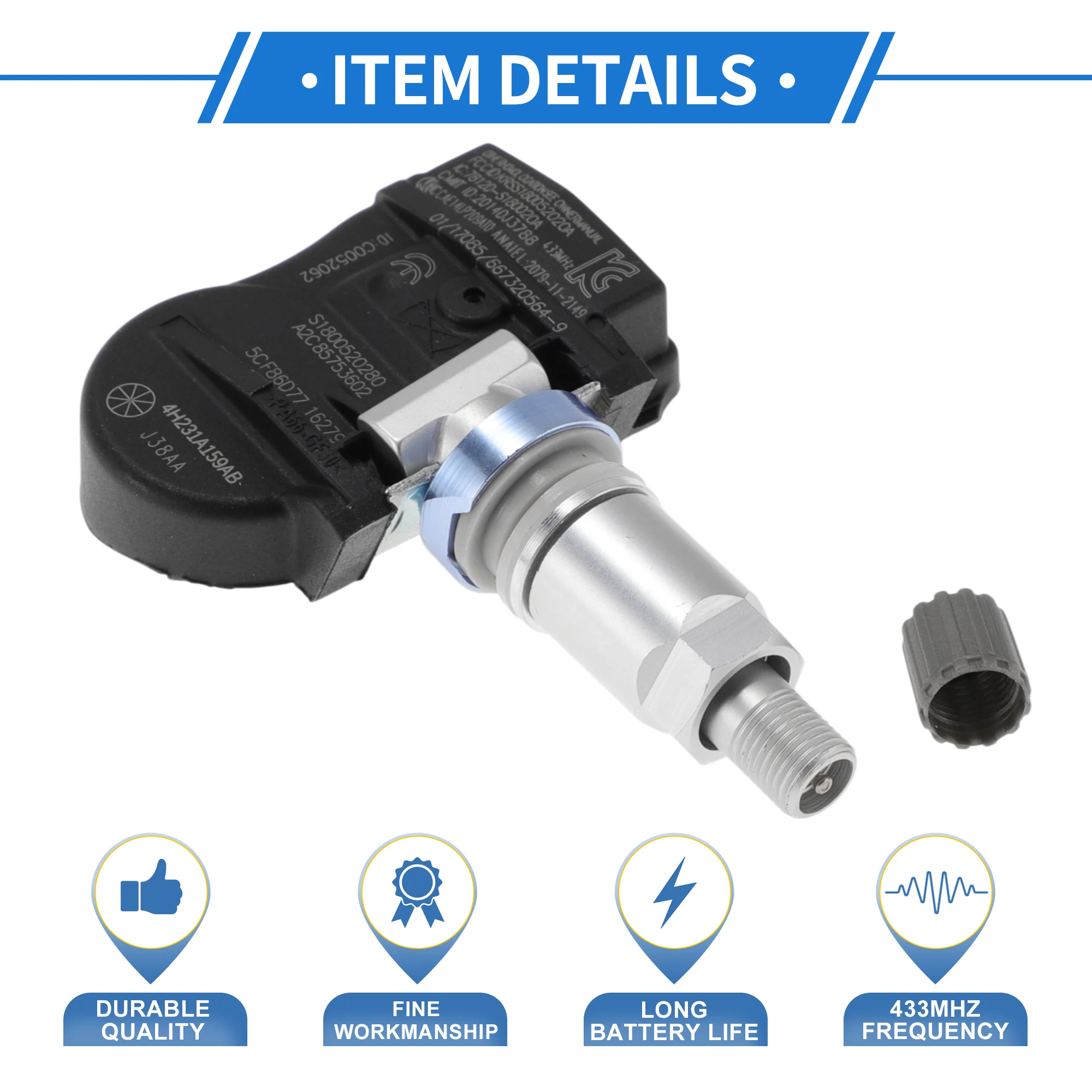مستشعر ضغط الإطارات Motoforti مستشعر TPMS رقم 4H231A159AB لقاعدة جاكوار S-Type R 07-08