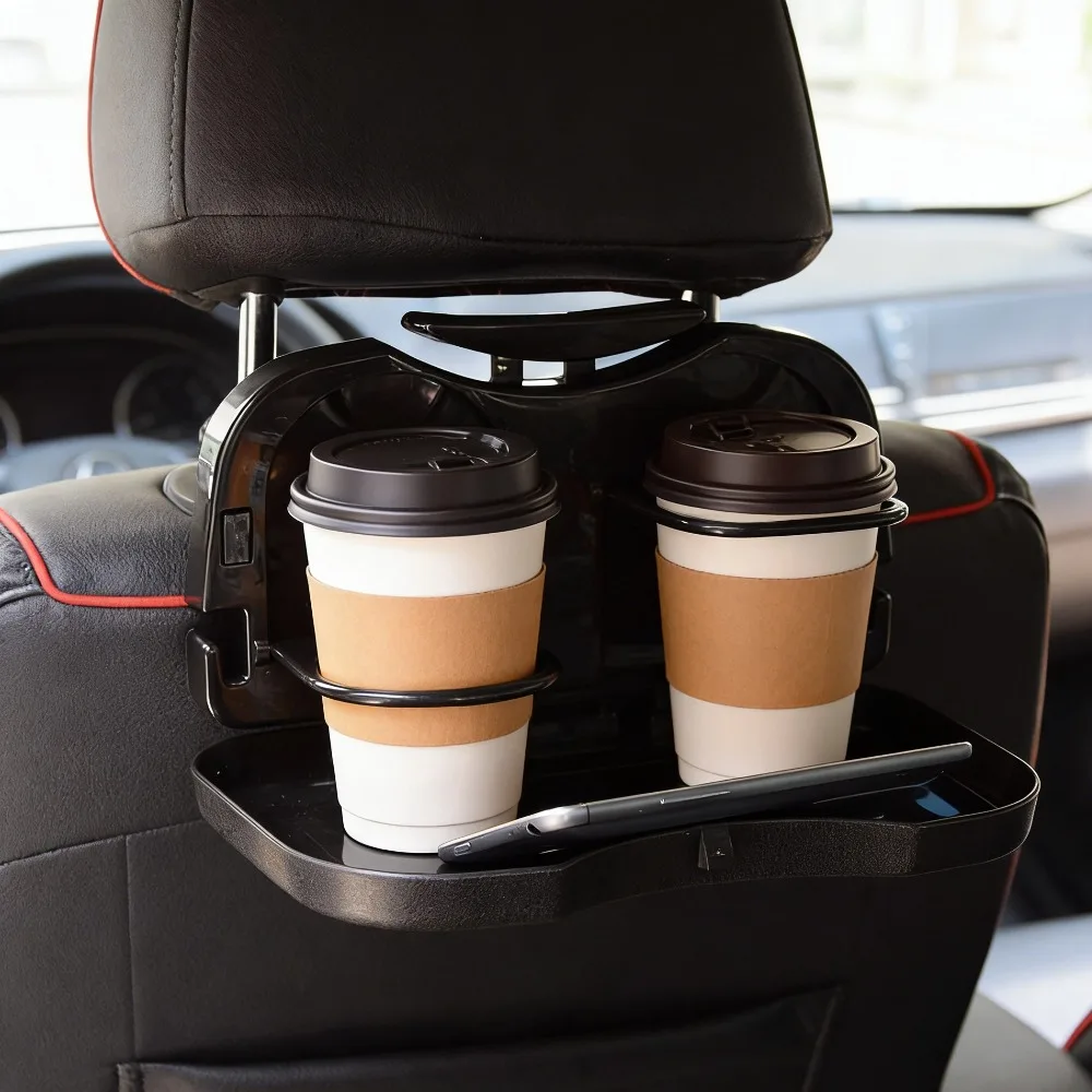 Foldable Car Backseat Desk for Dinner Plate Portable Drink Cup Coffee Stand Storage Case Meal Tray Automobile Interior Accessor