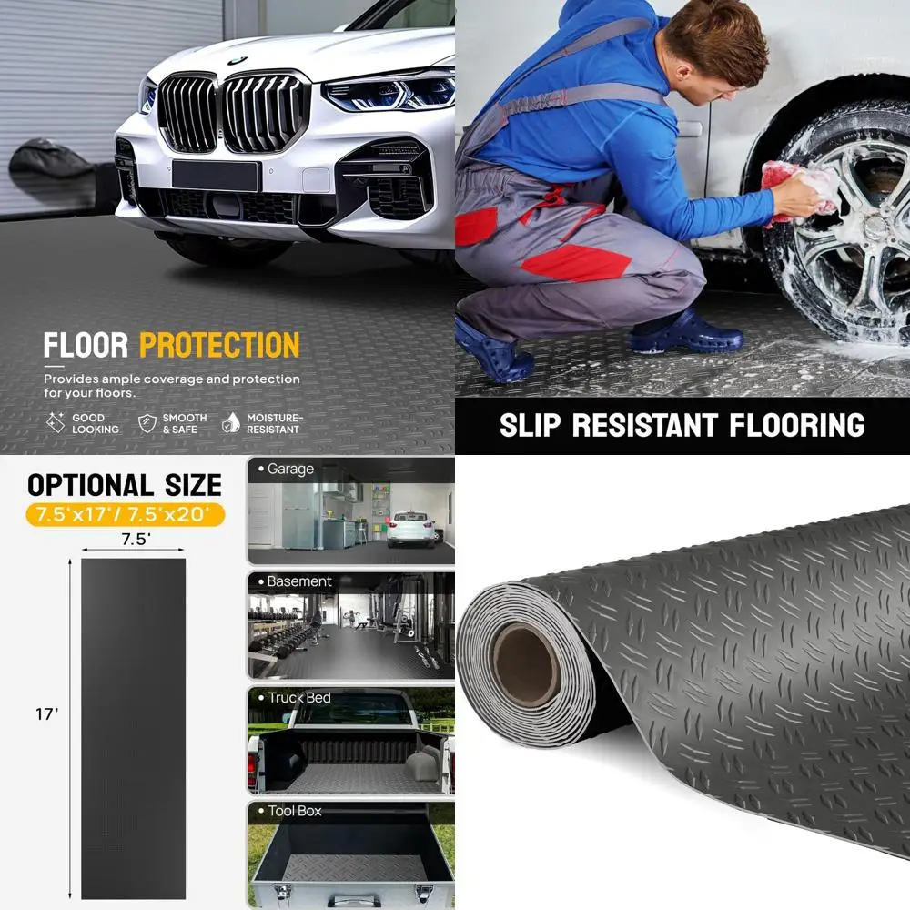 

Thickened Diamond PVC Garage Floor Mat, 7.5x17ft, Suitable for Cars, SUVs, and Sports Cars