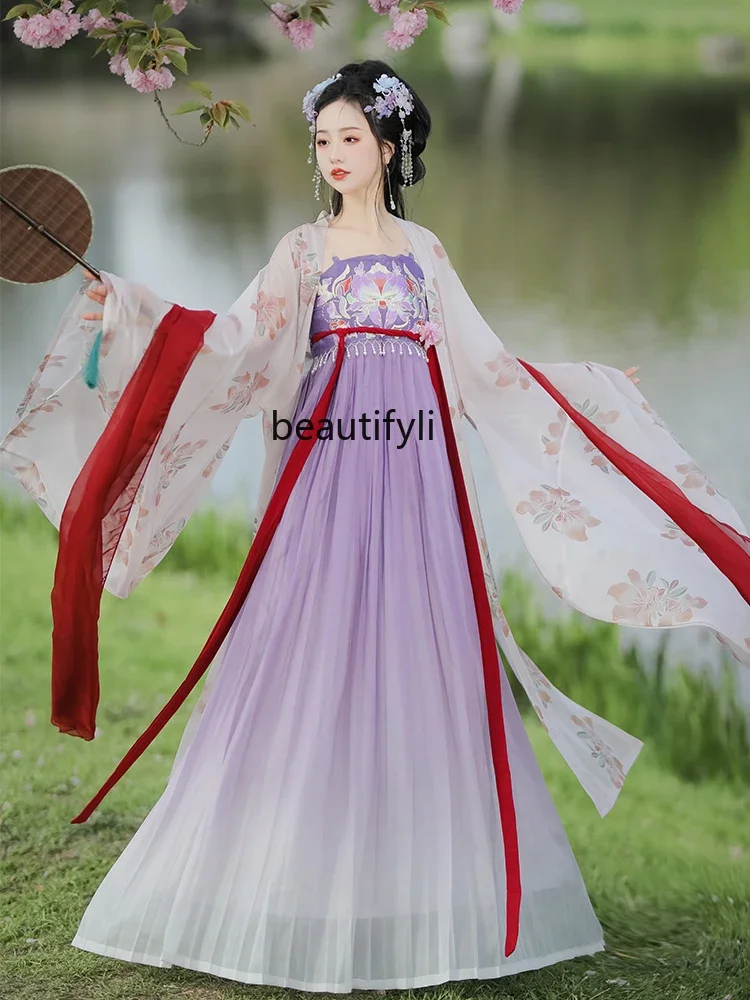 

Original Women's Han Chinese Clothing Chinese Traditional Han Clothing Terminus Skirt Tang Embroidery Spring and Summer Daily