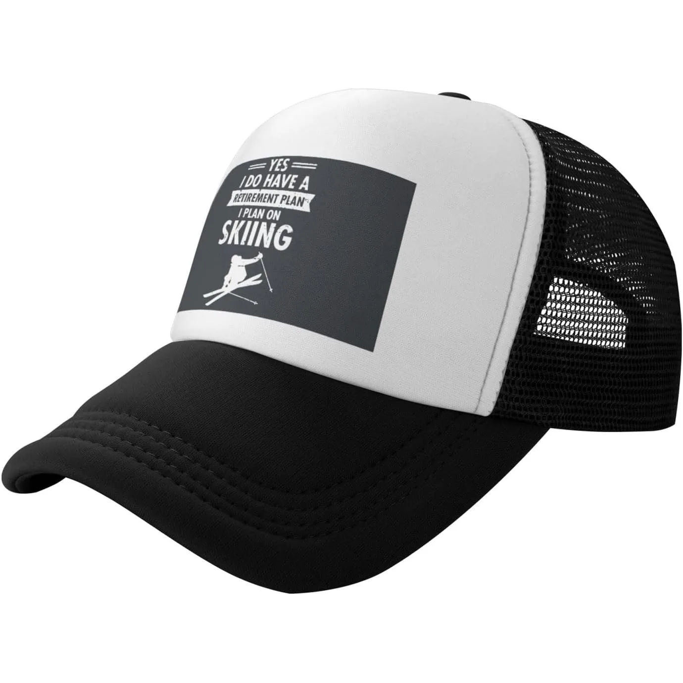 Retirement-Plan-Skiing-Skier-Graphic-Trucker-Hat-Adjustable-Outdoor-Mesh-Baseball-Cap