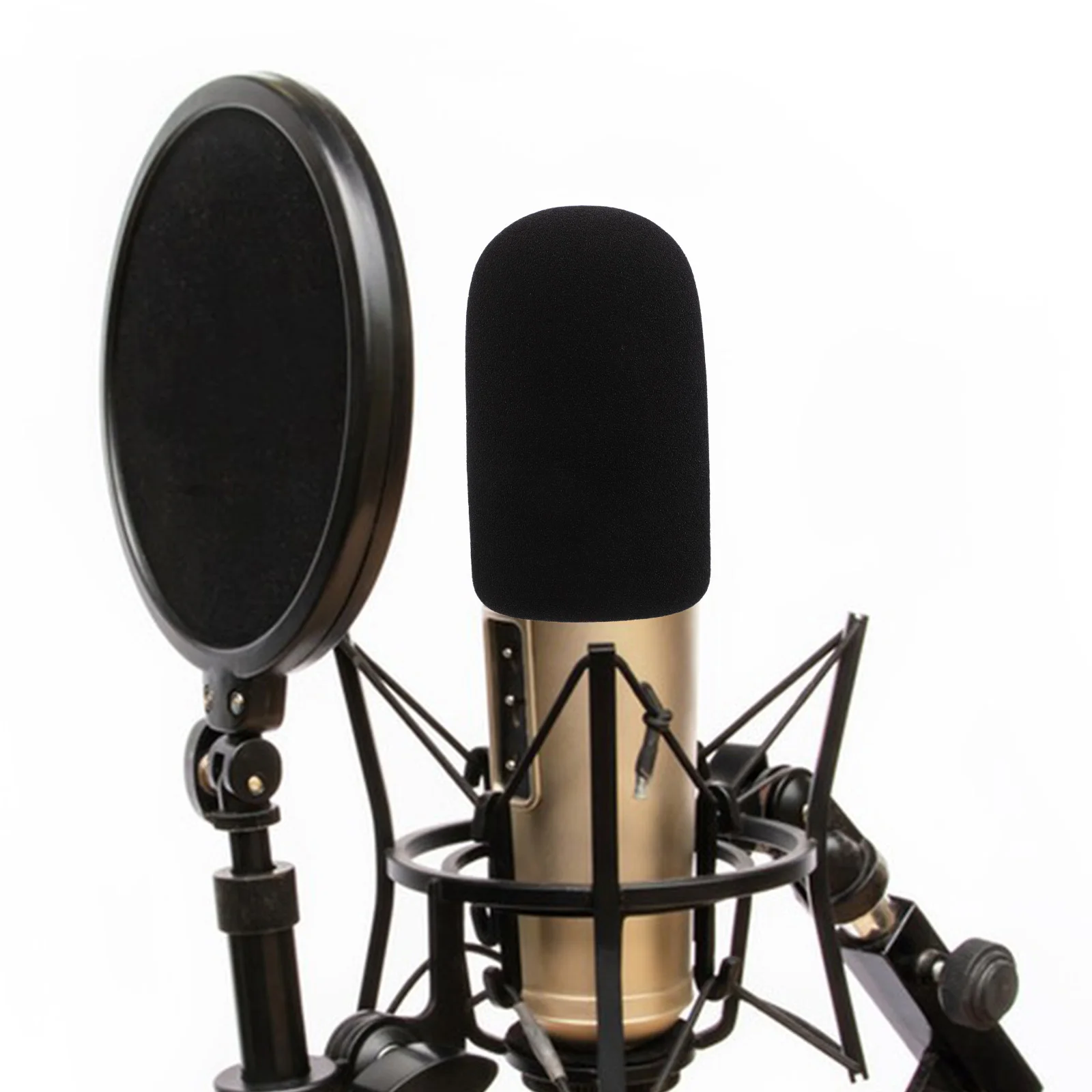 

Microphone Pop Filter Windscreen Cover Foam Black DJ Compatible ATR2500 AT2035 Reusable Easy Installation Noise Reduction