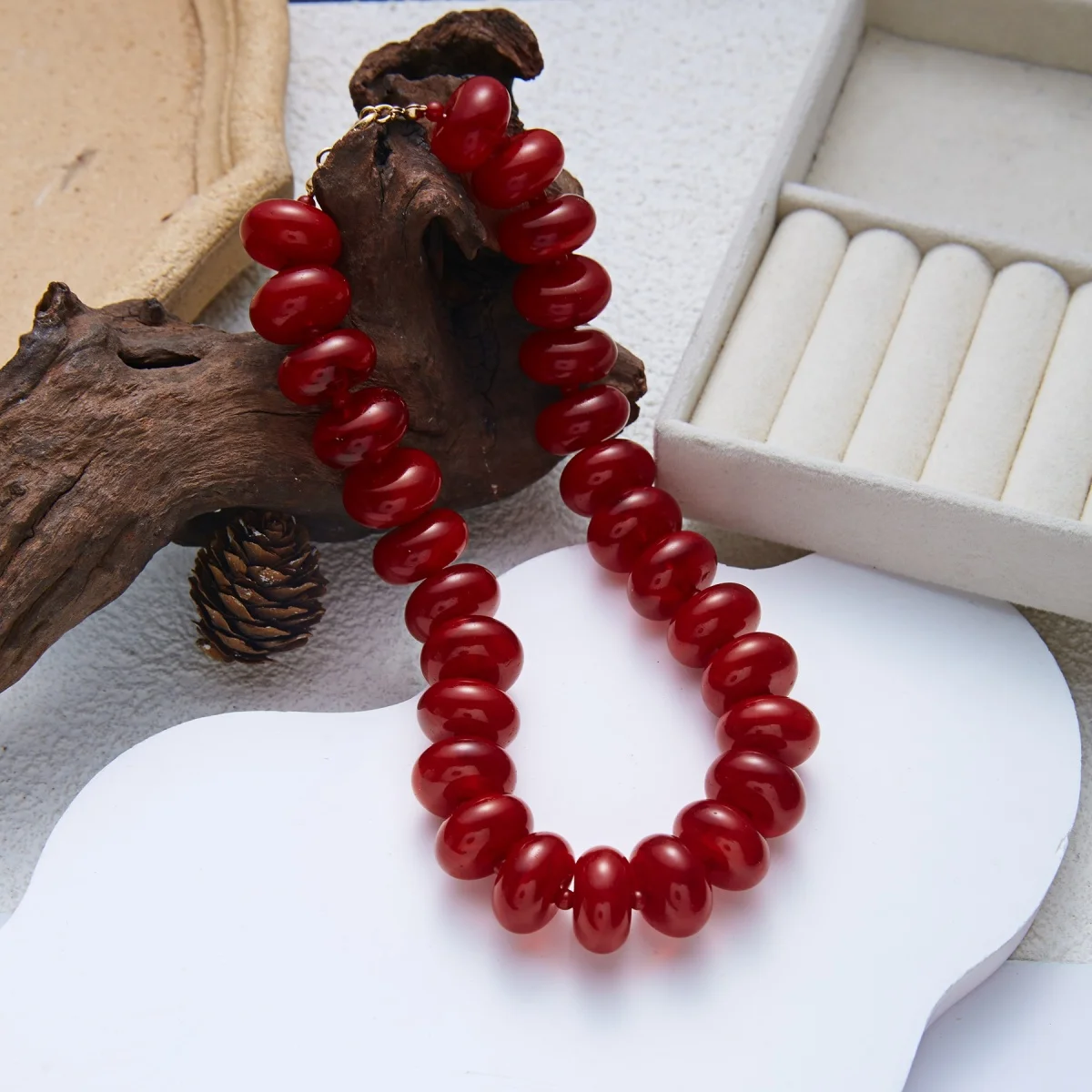 Dopamine Bunte flache, runde Acryl-Perlenkette für Damen und Herren, trendige, einfache geometrische Harzperlen, stapelbarer Choker-Schmuck – Detail 17