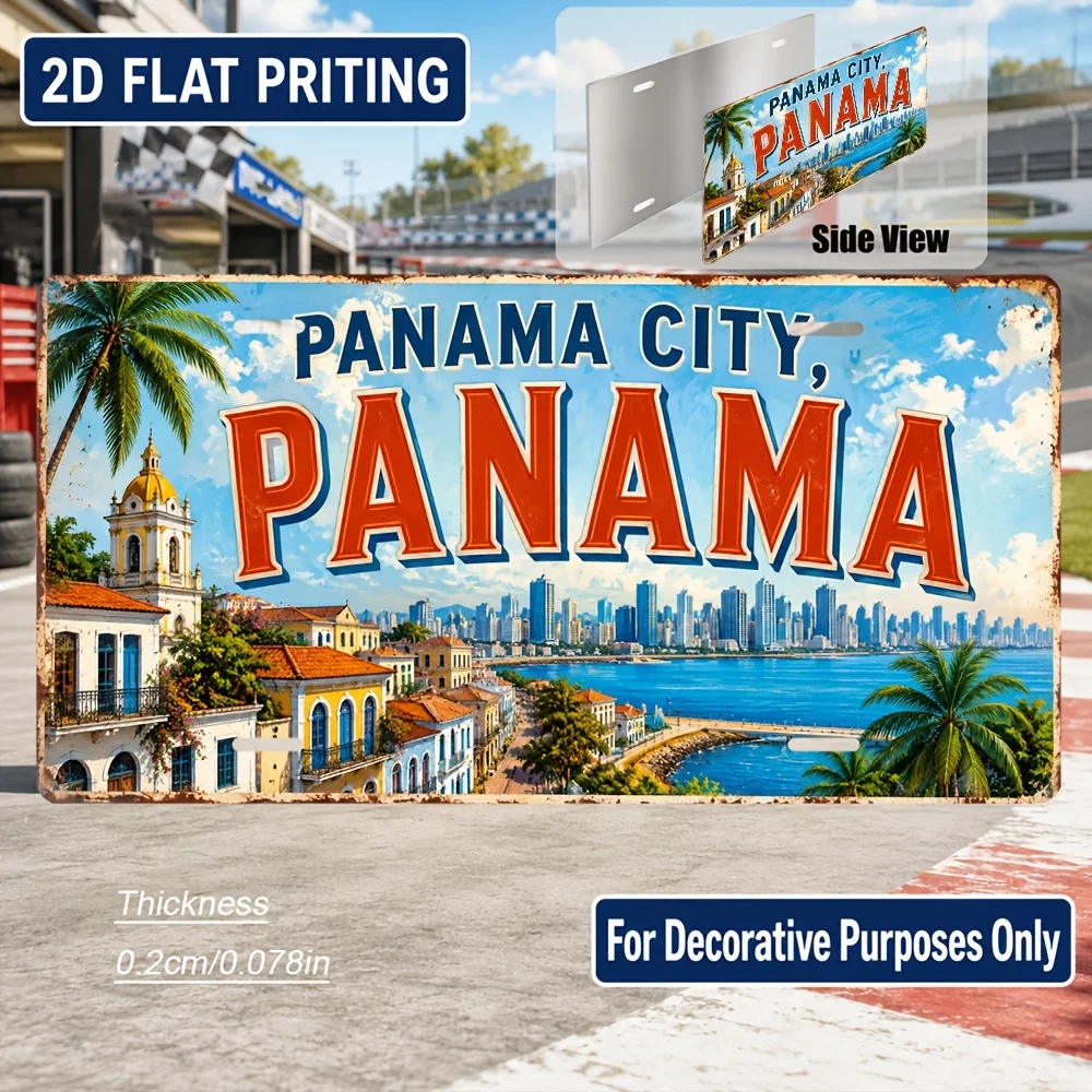2D Flat - 【2D Flat】 2D Flat - [2D Flat] 2D Flat, 1pc, Panama Theme Retro Sign, for Decoration Solely, Home Decor, Birthday Gi