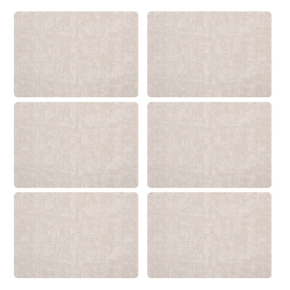 6Pcs Artificial Leather Placemats Smooth Texture Cut Resistant Edge Table Mat Set Waterproof Flat Solid Heat Resistant Placemats