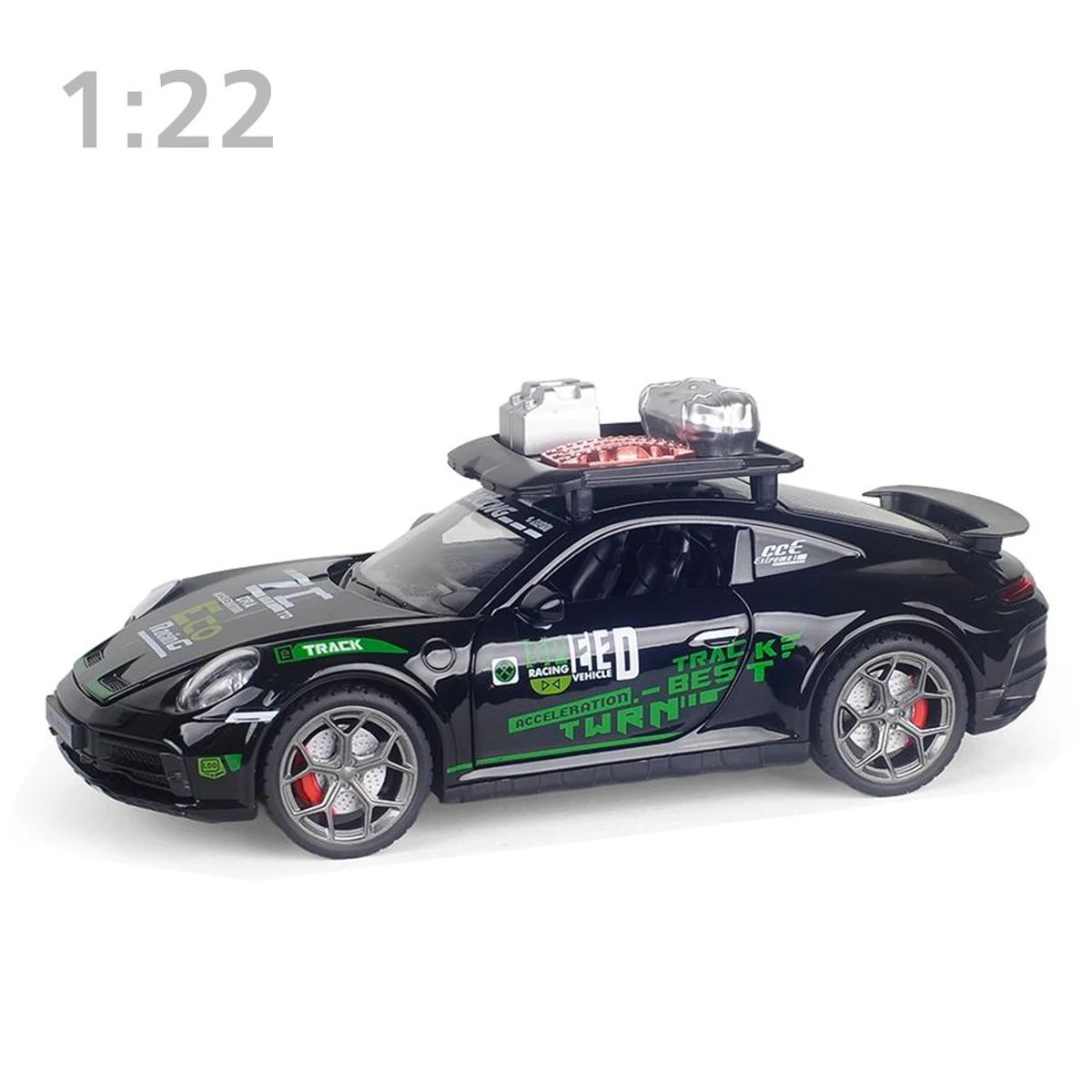 1: 22 911 Race Car Alloy Model High Simulation Toy Car Collectible ornaments Set Kid's Birthday Gift with Light&Sound Pull Back