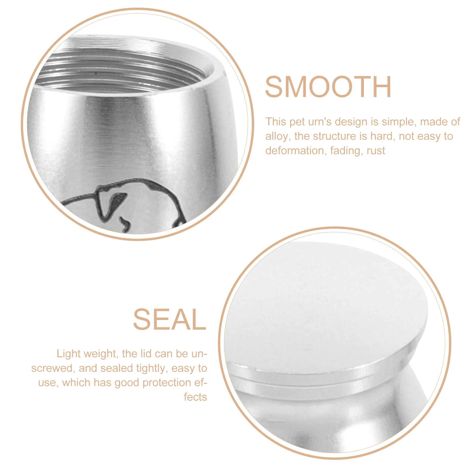 

Pet Urn Small Metal Cremation Keepsake for Dogs Cats Ashes Memorial nament Silver Lightweight Sealed Protective Pet Hair Storage