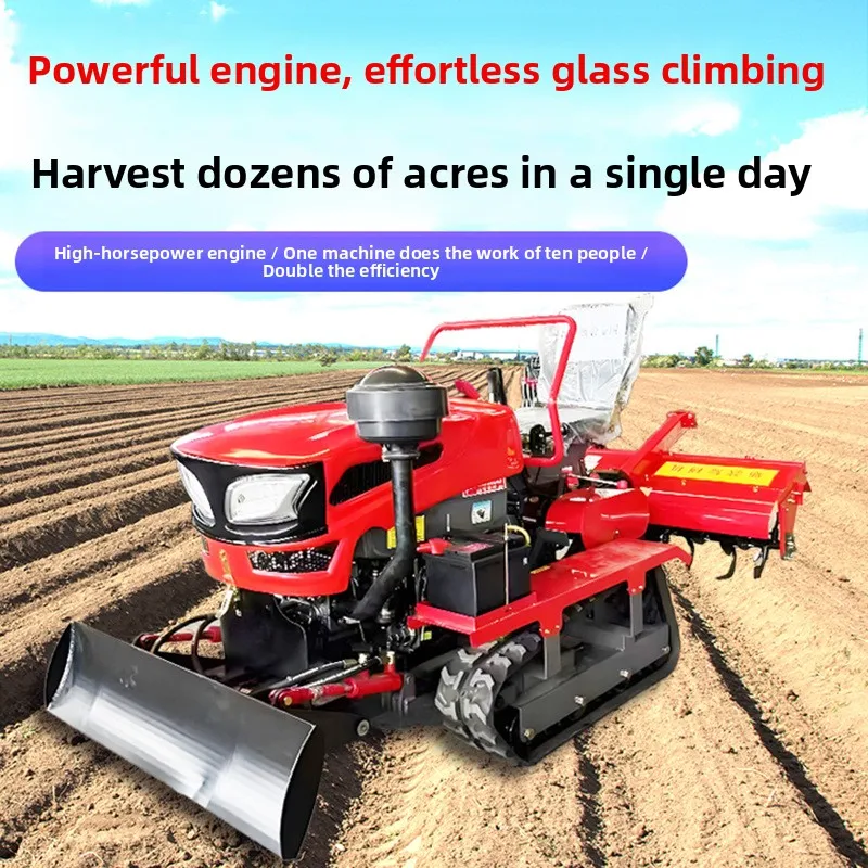 Cross-Border Export Rotary Tiller, Small Agricultural Water And Dry Land Dual-Purpose Crawler Greenhouse Tiller