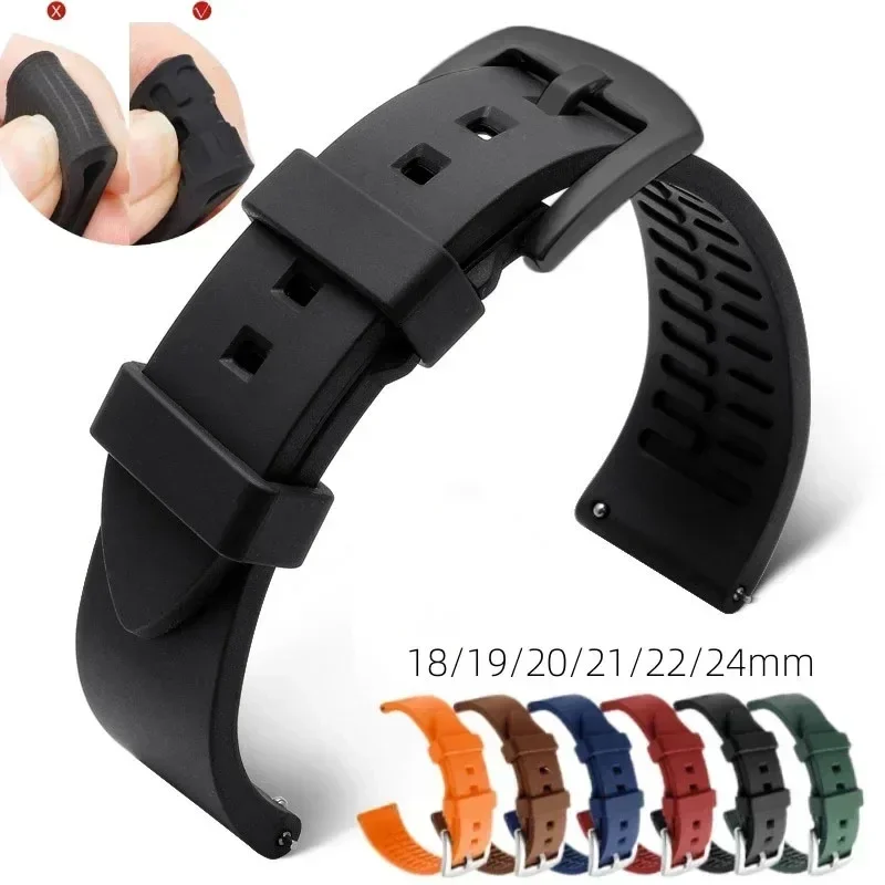 Silicone Watch Band for Rolex Water Ghost for Omega Watrproof Sports Watch Strap 18mm 19mm 20mm 21mm 22mm 24mm Men's Accessories