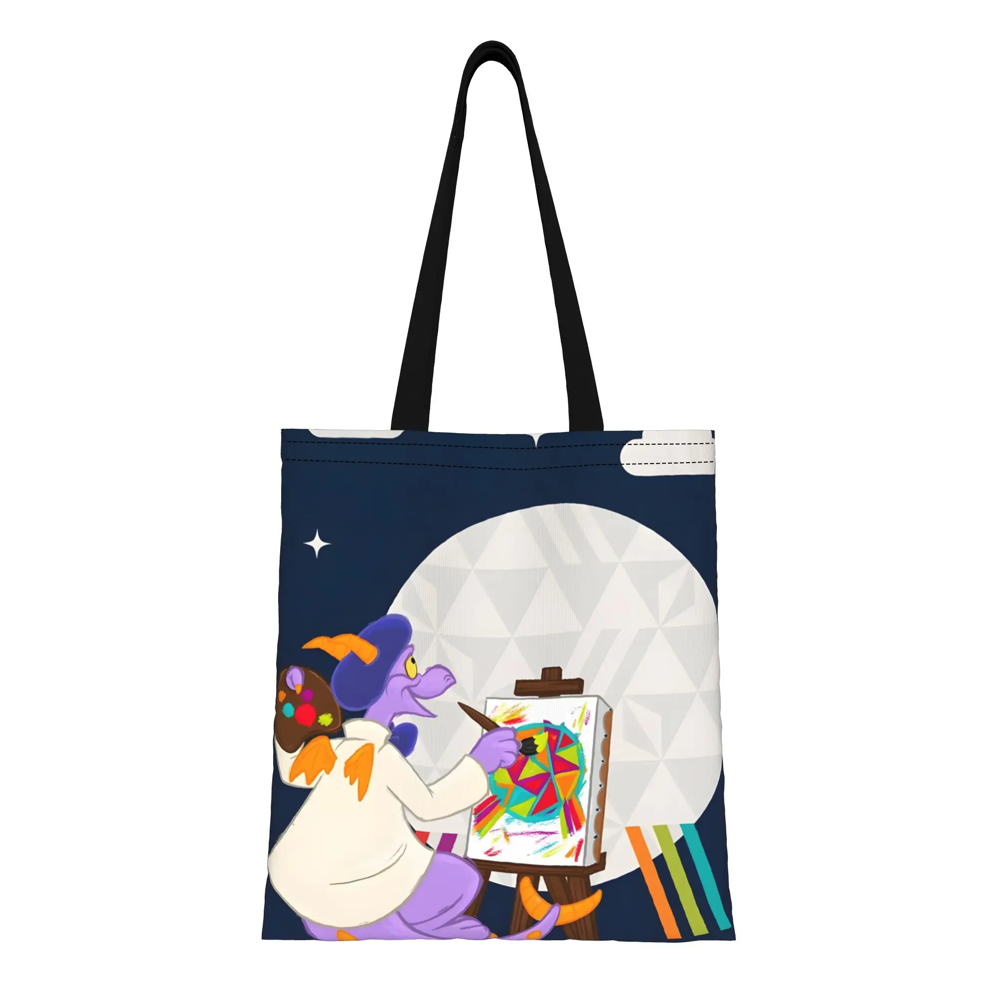 

1PC Draw Canvas Tote Bag Large Capacity Durable Figment Handbag Outdoor Handbag Trendy Tote