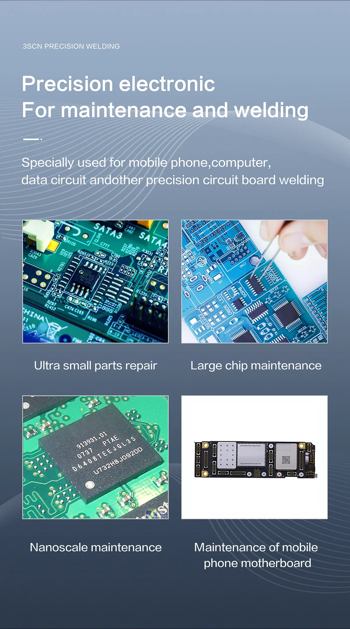 I2C 3SCN 120W Soldering Station with C210 C115 Dual-handle Tips for Phone Electronic Components BGA SMD Rework Repair Platform