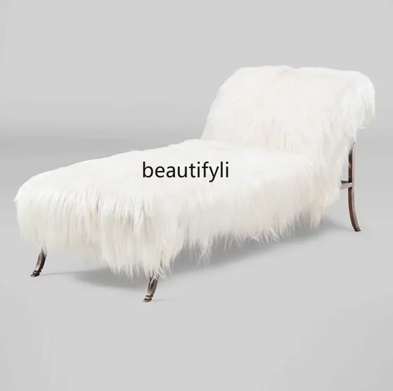 

E1001 ss Italian Stainless Steel Couch Furry Multi-Person Leisure Chair Household Model Room Artistic Living Room