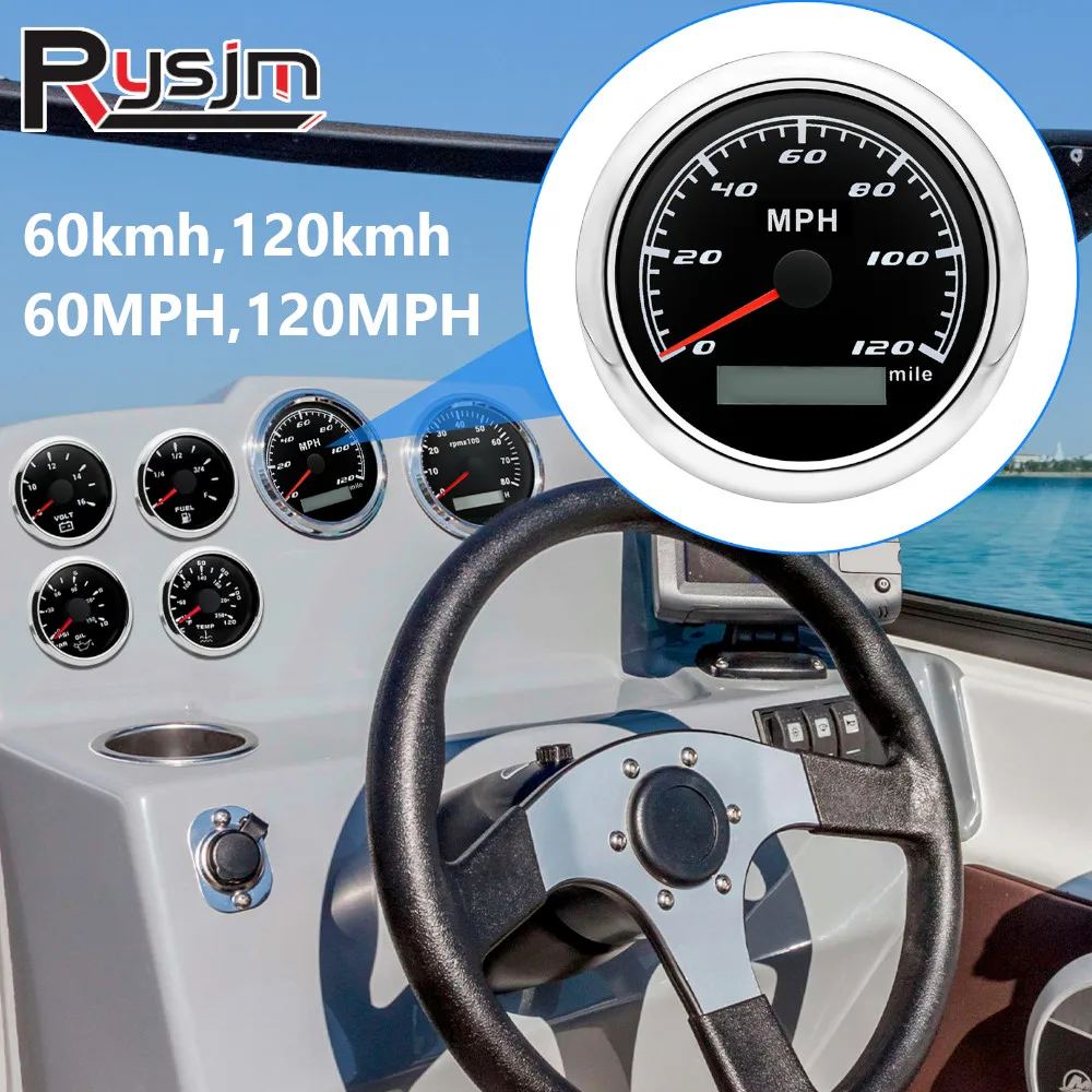 

Waterproof 85mm GPS Speedometer Gauge With 7 colors Backlight 0~60km/h 120km/h 0~60MPH Speed Gauge Meter With GPS Antenna