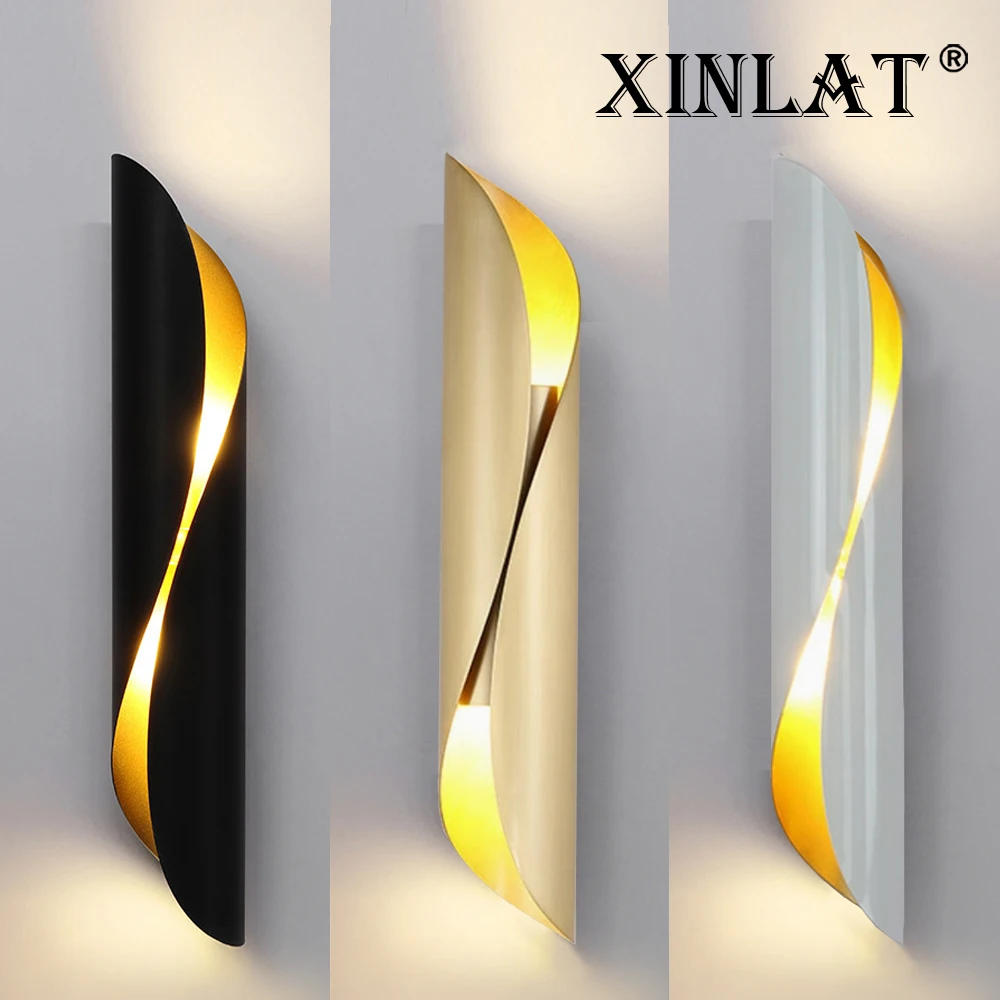 モダンなledウォールランプインテリアミニマリスト照明器具、寝室、廊下、ホテルのベッドサイド照明用、ホワイトゴールド、ブラック、上下発光、8w