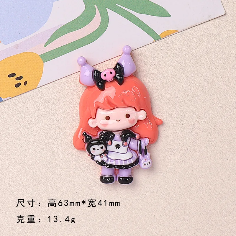 

2pcs Big card little gull girl resin flatback cabochons diy jewelry making materials handmade junk case charms