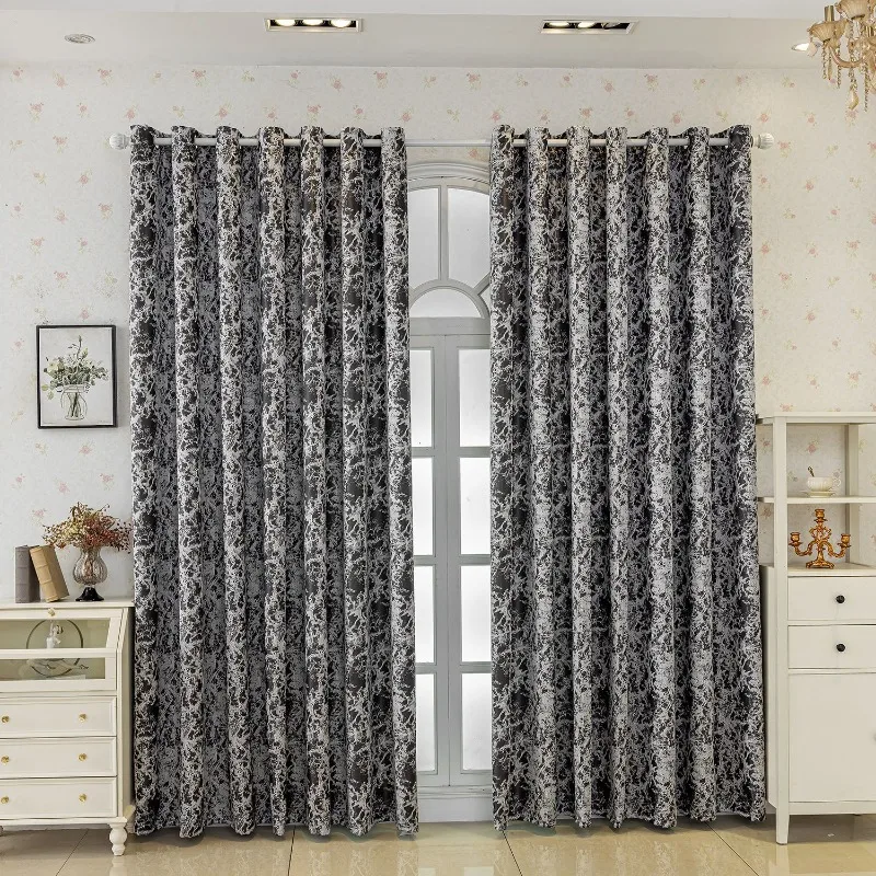 Bark-textured Yarn-dyed Modern Fashion European Jacquard Blackout Curtains for Living Dining Room Bedroom Custom Size Decoration