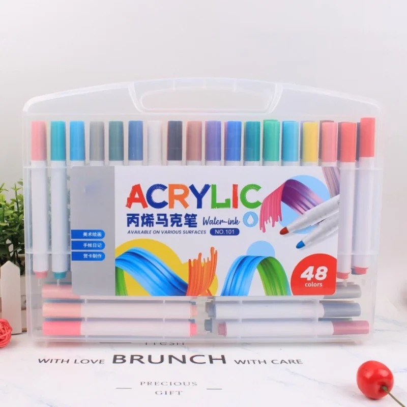 Acrylic Marker Pen Set 12/24/36/48 Colors Students and Children Painting Watercolor  Suitable for Glass/canvas DIY Creation