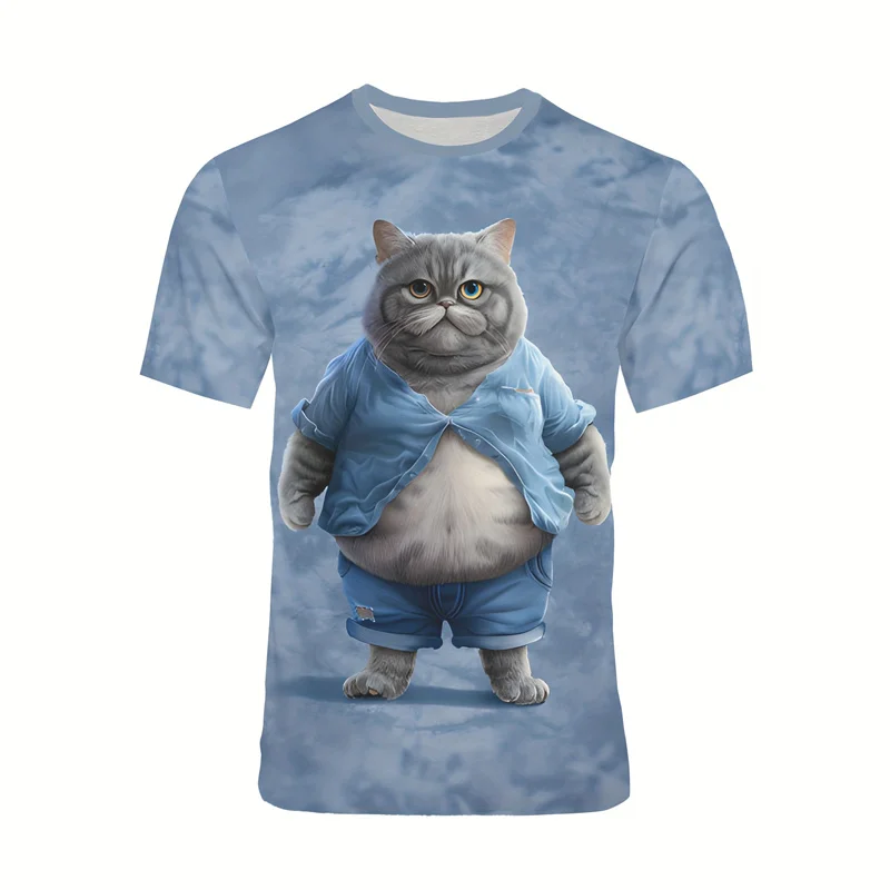 3D printed fun cat-pattern sport Quick-dry Breatha men T-shi