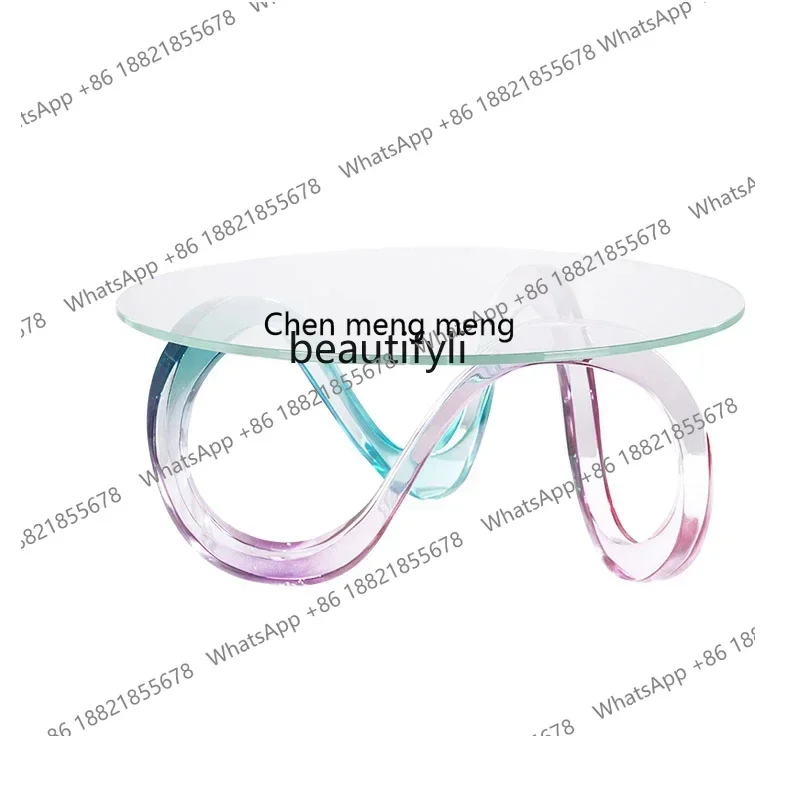 

new styleSimple Modern Living Room round Tea Table Designer Model Transparent Resin Table Side Glass Tea Tabless 1001
