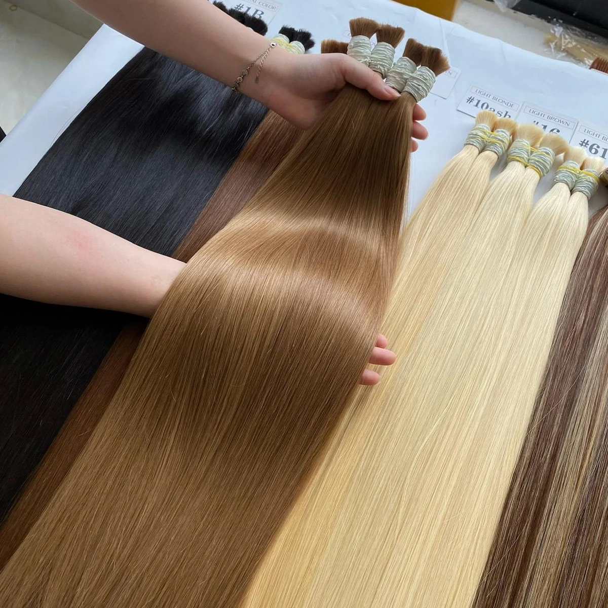 

LOVELINE Vietnamese Cuticle Aligned Straight Human Hair Bundles Bulk Virgin Hair Natural Hair Extensions with Double Drawn Ends