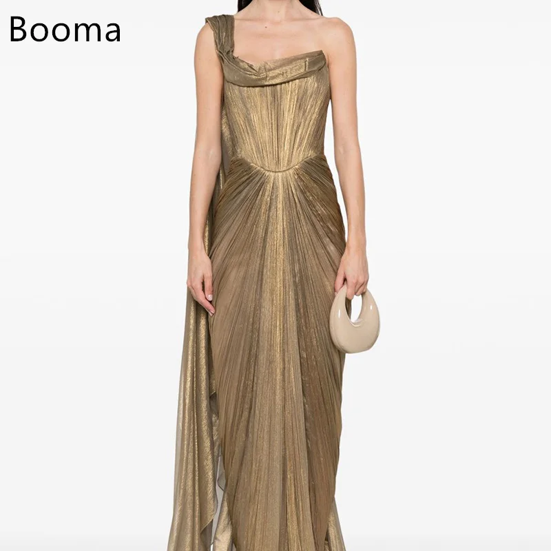 

Booma Elegant A-Line Pleat Shiny Long Dresses Formal Party Gowns for Women Sleeveless SimpleProm Gown Customize